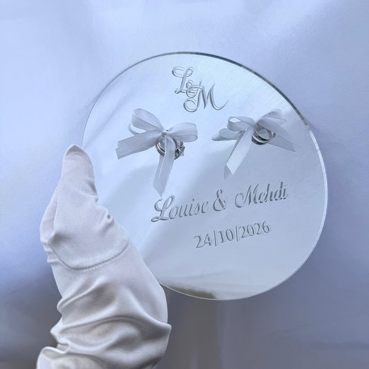 Porte-alliances miroir personnalisé | Modèle Aqd Argent ✨