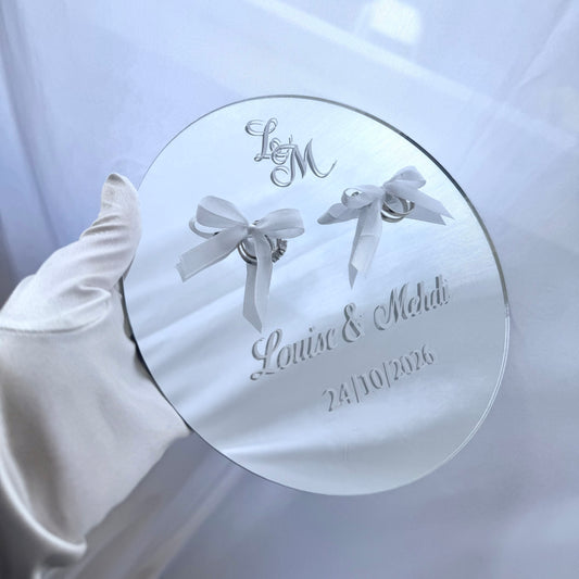 Porte-alliances miroir personnalisé | Modèle Aqd Argent ✨