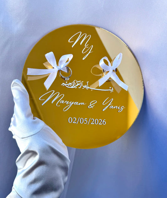 Porte-alliances miroir personnalisé | Modèle Aqd Or ✨