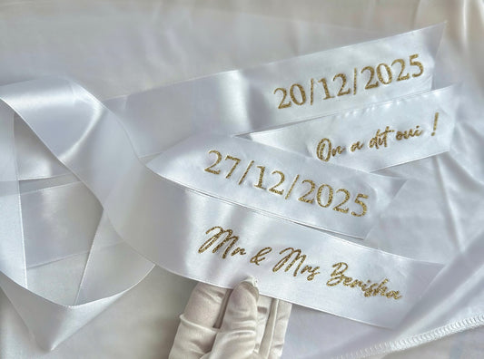 Ruban personnalisé en satin pour bouquets – Modèle Rabṭ ✨